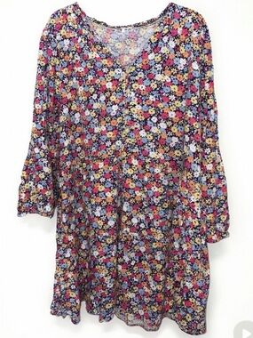 GAP Pastel Floral V-Neck Dress in Light Blue and Pink